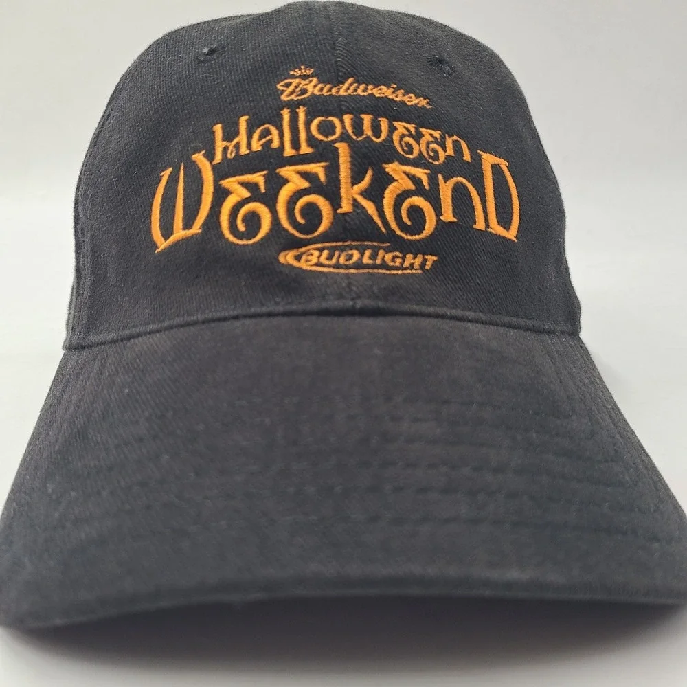 Budweiser Hat Fitted (Seems M-L) Black Orange Halloween Weekend Bud Light Beer